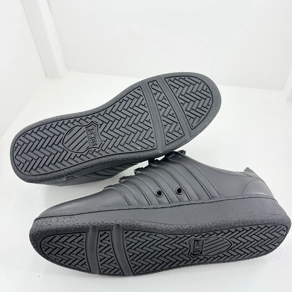 K-Swiss 07321-001-XW Low Sneakers Mens 11 XW Black Leather Extra Wide Shoes
